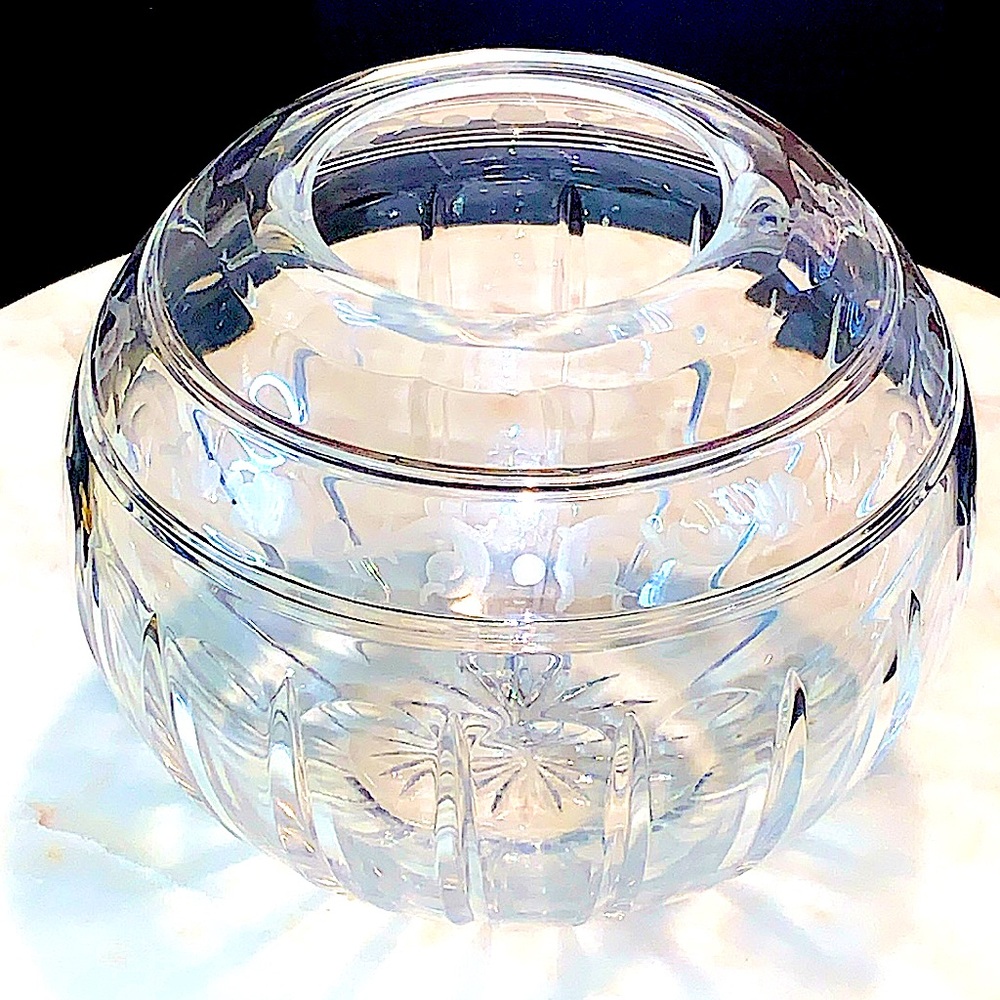 WEDGWOOD MONARCH ROSE BOWL CRYSTAL VINTAGE 7 INCH ROUND - Picture 3 of 12